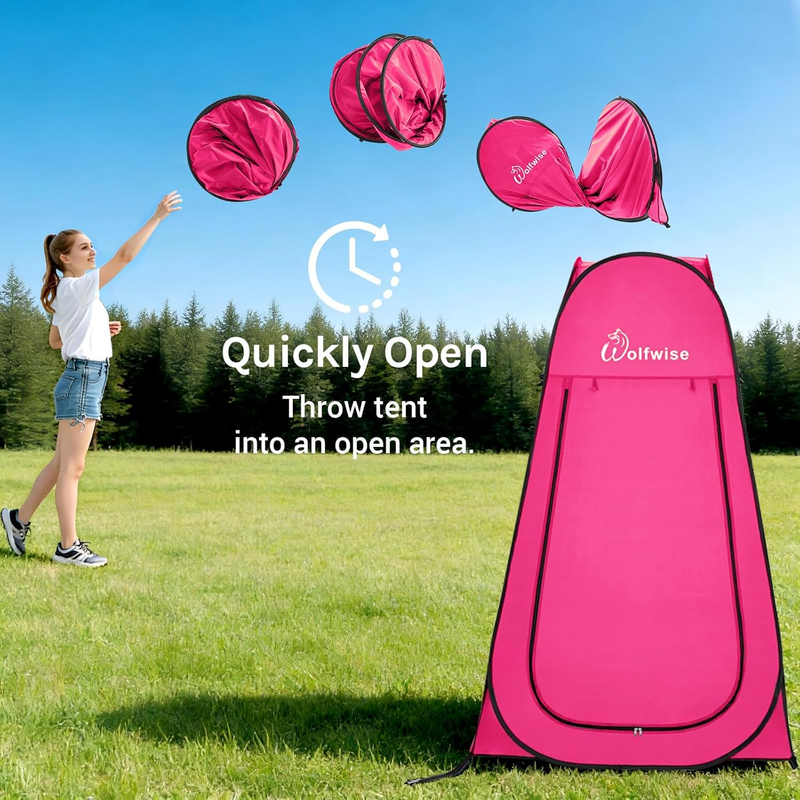 Pop Up Shower Tent Camping Portable Privacy Changing Carry Bag Rose Red7
