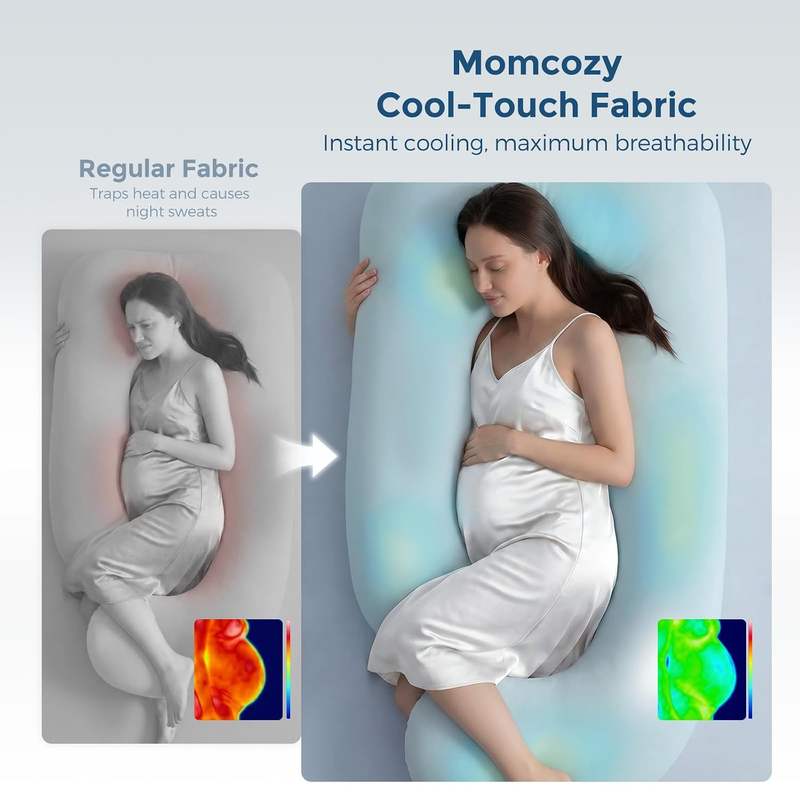 57in U Shaped Pregnancy Pillow Cooling Cover Full Body Mist Blue2