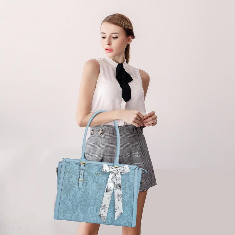 Women Laptop Tote Bag 17–17.3 Inch Waterproof PU Leather Shoulder Satchel Air Bl3