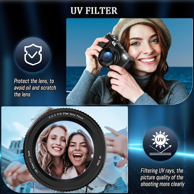 4K 48MP Digital Vlogging Camera Autofocus 16X Zoom +32GB SD Card5