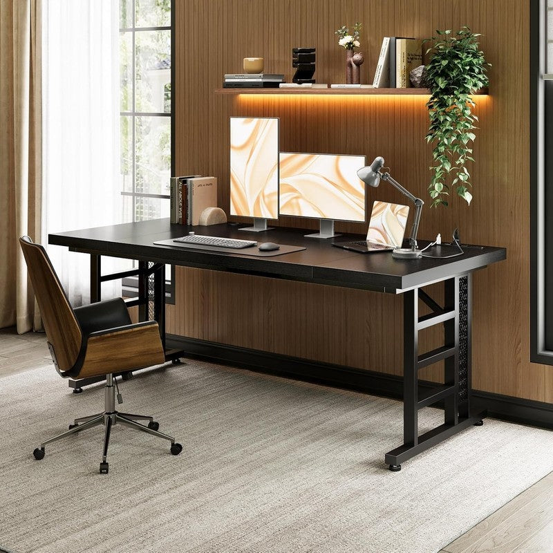 71" Executive Desk w/ USB Ports Large Modern Office Table Black2