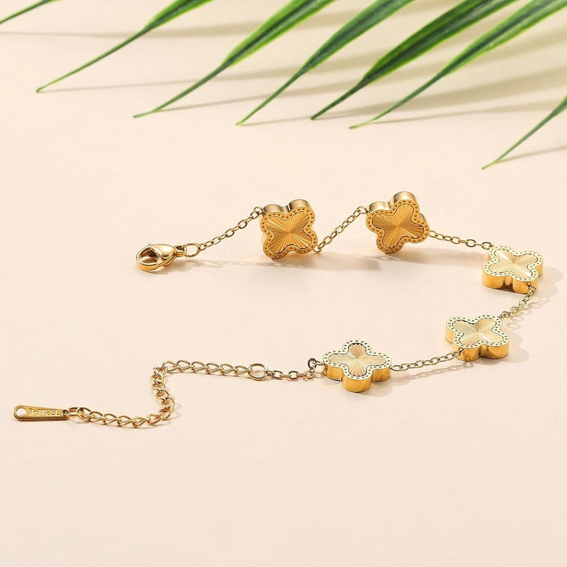 18K Gold Plated Four Leaf Clover Bracelet Lucky Dainty Gift Women2