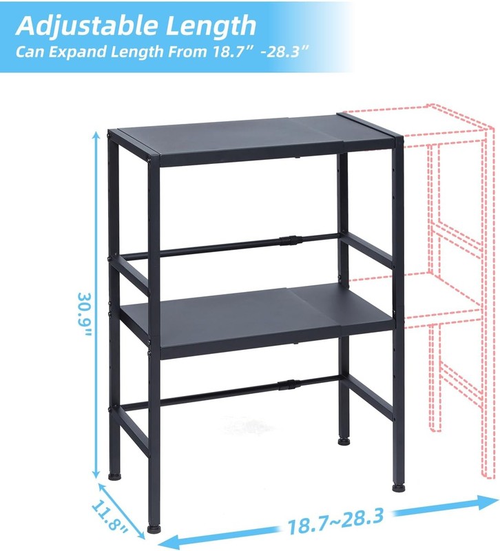 2 Tier Expandable Metal Storage Shelves Heavy Duty 150lb Adjustable Utility Rack1