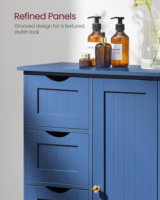 Floor Storage Cabinet Drawer Door Adjustable Shelf Bijou Blue Organizer6