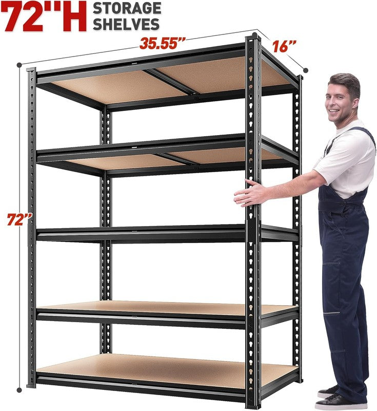 2020LBS Storage Shelves 5 Tier Garage Shelving Heavy Duty, Adjustable Metal Shel8