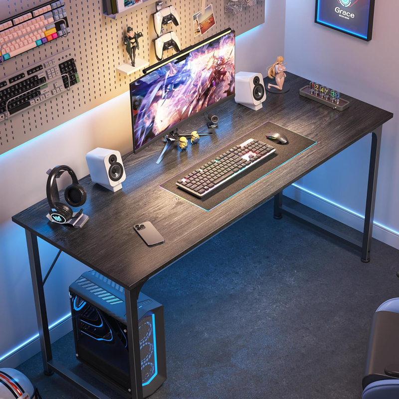 55" Computer Desk Grey   Home Office, Gaming, Sturdy Frame, Modern Design3