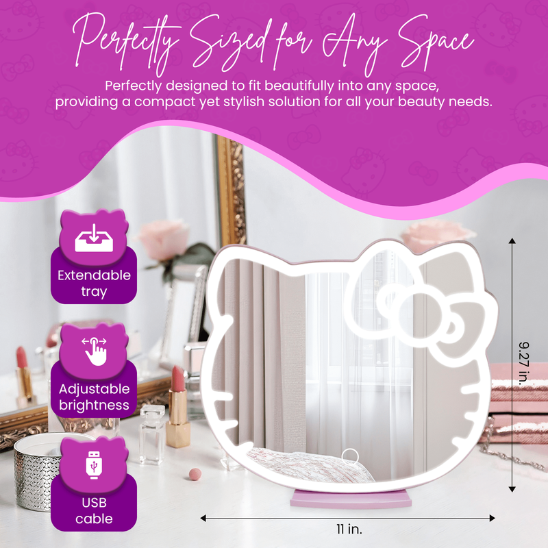 Impressions Vanity Supercute Hello Kitty Tri Tone LED Table Mirror with Lights a9