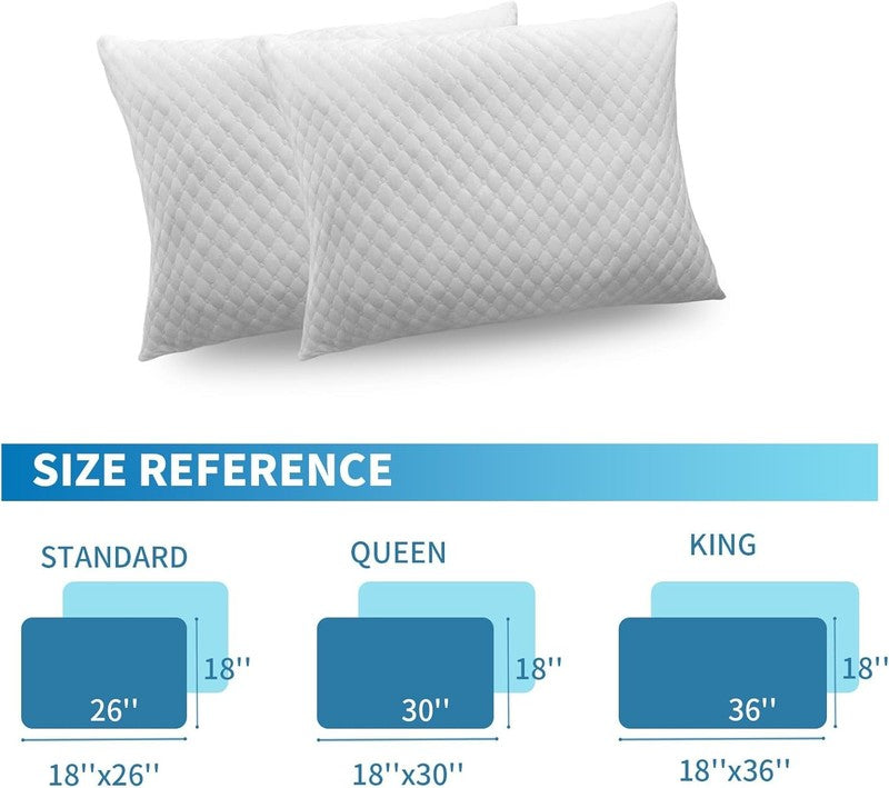 Shredded Memory Foam Pillows Queen Set of 2, Cooling, Adjustable, Washable1