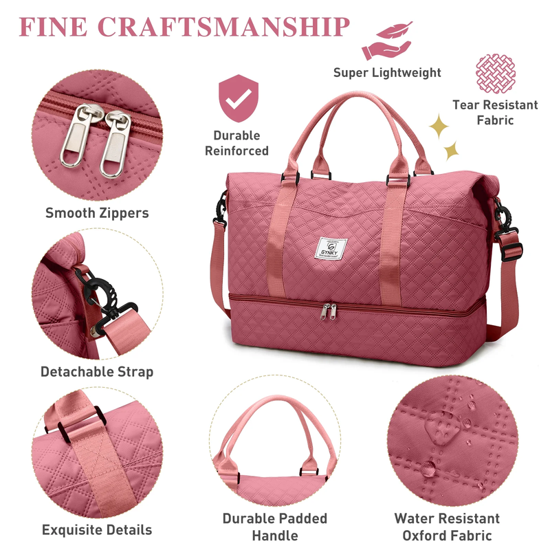 Travel Duffle Bag Weekender Bags for Women with Shoe Compartment Carry on Overni4