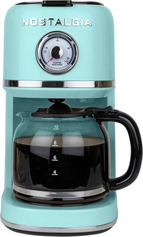 Retro 10 Cup Coffee Maker One-Touch Drip Brew Aqua 50oz Carafe0