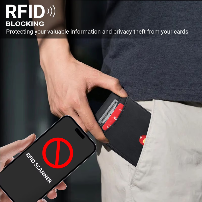 Wallet for Men, Slim Leather Rfid Blocking Mens Wallet with 2 ID Windows, Bifold1