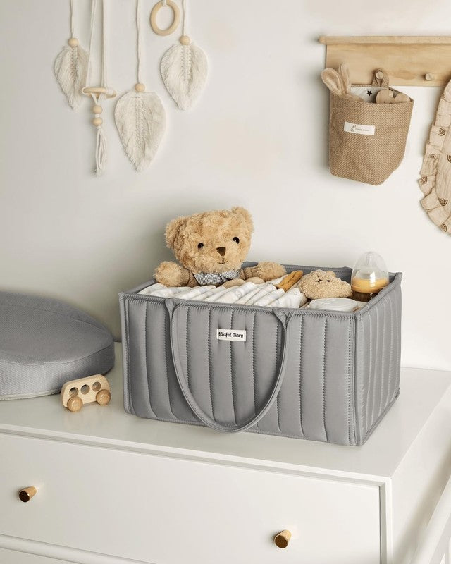 Baby Diaper Caddy Organizer Storage Basket Newborn Essentials Gray6