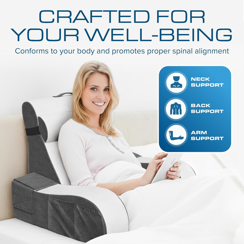 Bed Wedge Pillow for Sleep Apnea, Acid Reflux, and Back Pain Relief, with Chic J2