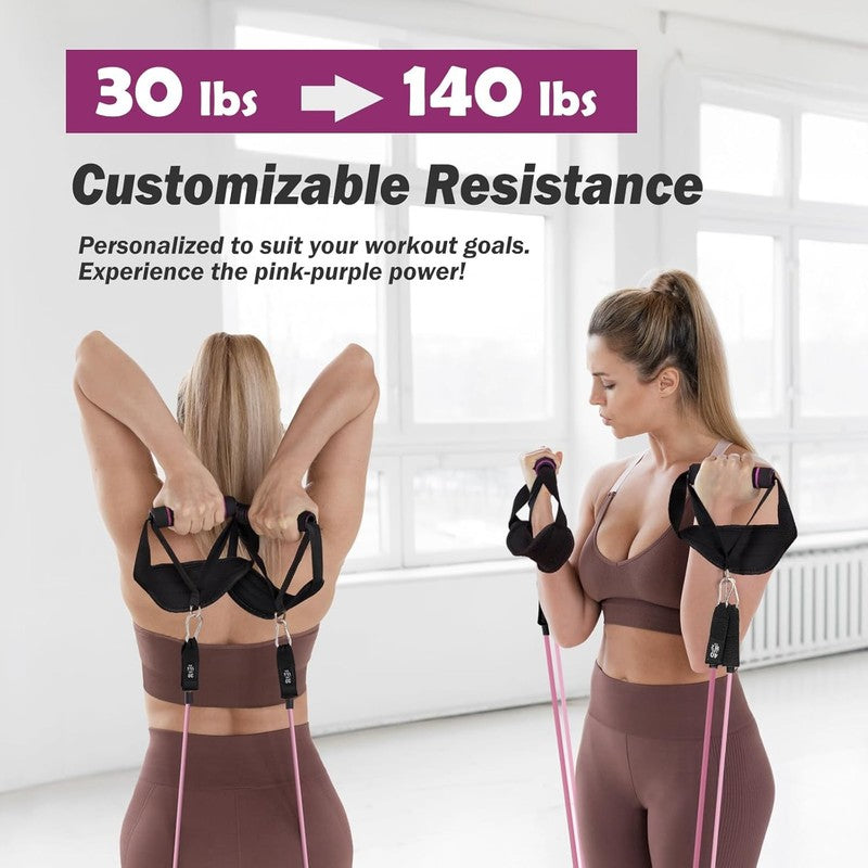 Upgraded Pilates Bar Kit w/ Natural Latex Resistance Bands Full Body Workout3