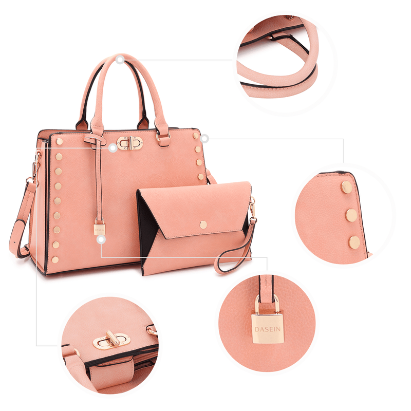 Women Satchel Handbag Shoulder Tote Work Bag with Matching Wallet5