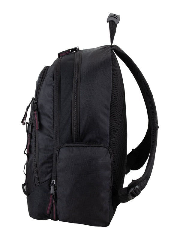 Unisex Diamond Expandable Recycled Backpack, Black/Fig Pop4