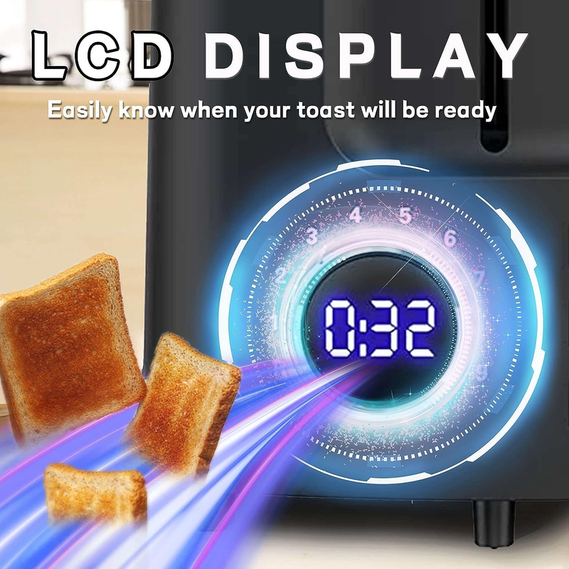 2 Slice Wide Slot Toaster - Smart LCD Timer, Bagel, Defrost, Cancel, Reheat1