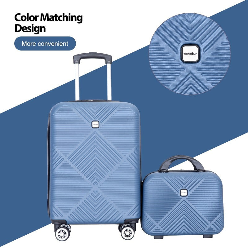 2 Piece Lightweight Hardside Luggage Set with Spinner Wheels   Blue2