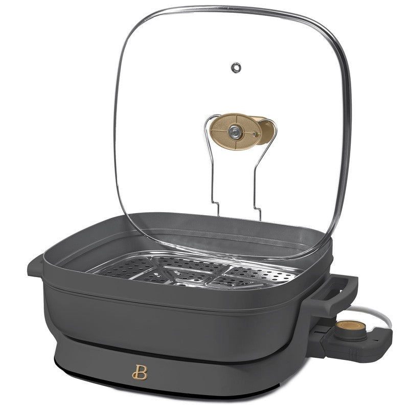 5 in 1 Electric Skillet Expandable to 7 Qt w/ Glass Lid Oyster Gray5