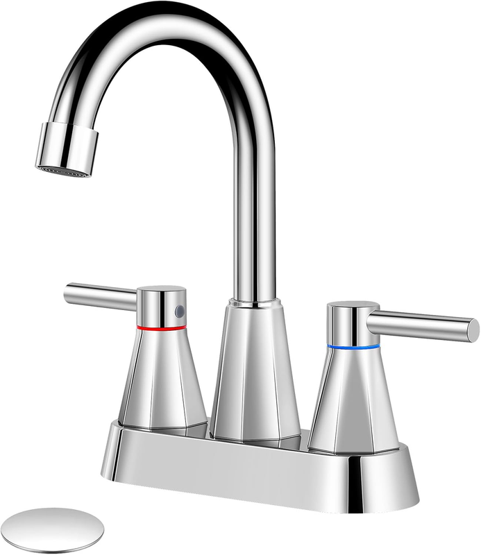 4 Inches Bathroom Faucet for 3 Hole,2-Handle Bathroom Sink Faucets with Pop up D10