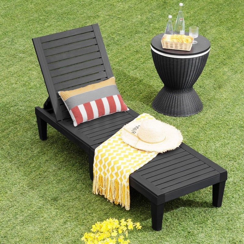 Patio Outdoor Chaise Lounge Chair Recliner W/ Adjustable Backrest Black7