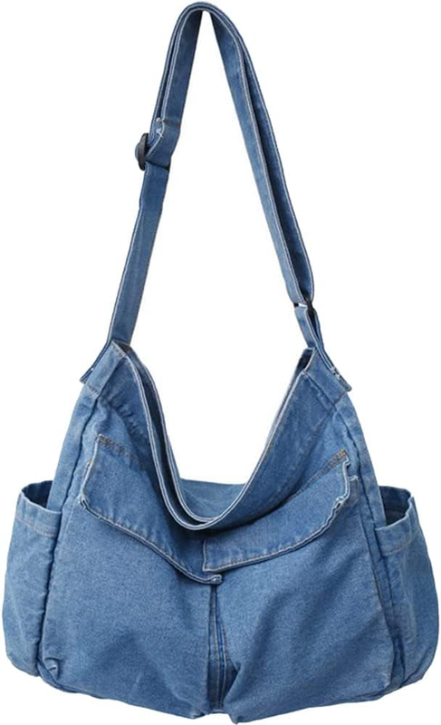 Canvas Messenger Bag Large Hobo Crossbody Multiple Pockets Shoulder Tote Unisex7