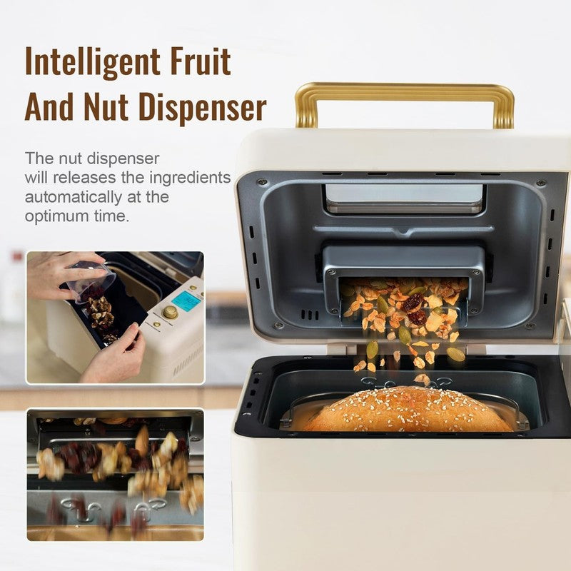2.2LB Bread Machine 15-in-1 w/ Dual Heater Nut Dispenser Nonstick Pan2