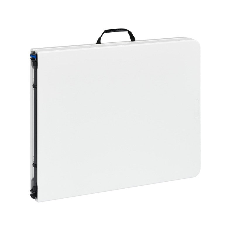 White 6 Foot Fold in Half Plastic Table Indoor Outdoor Scratch Resistant Carry H3