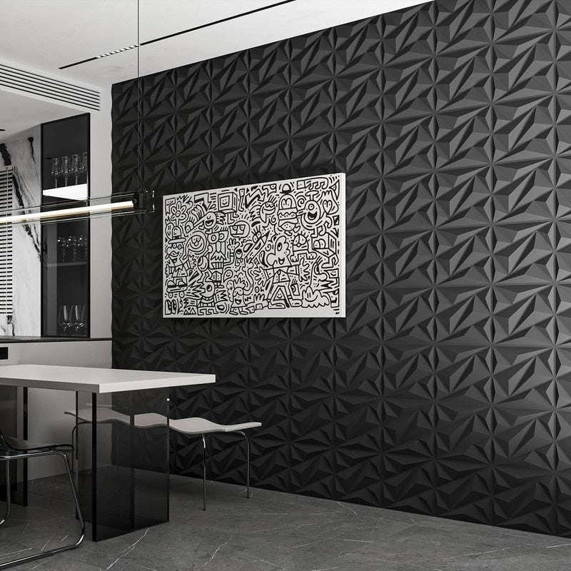 33 Pack 3D Wall Panel Diamond for Interior Wall Décor, PVC Flower Textured Wall 4