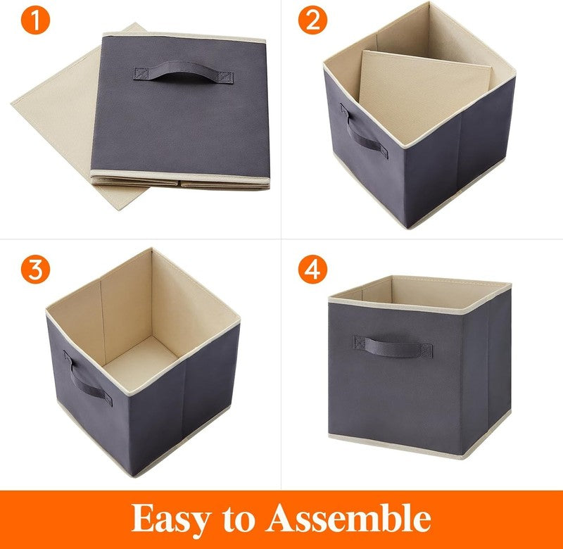 12 Pack Grey Fabric Storage Cubes with Handles, 11 Inch Foldable Bins1