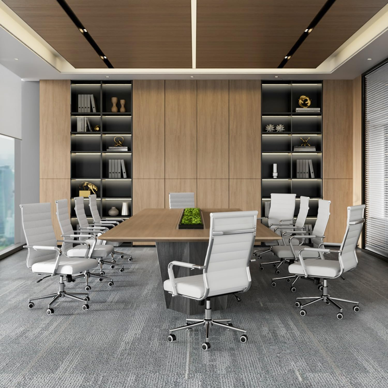 White Executive Office Chair Ergonomic Leather Swivel Adjustable1