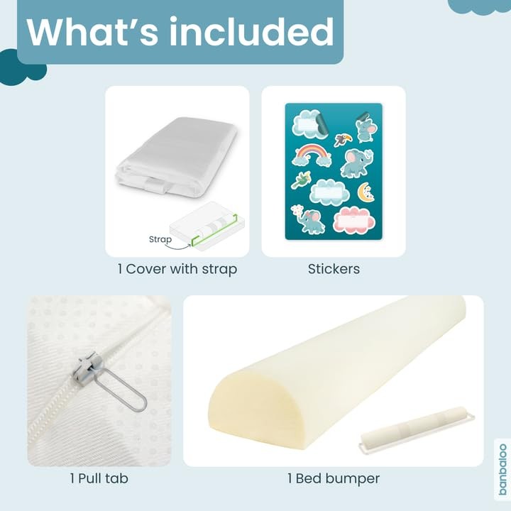 Toddler Bed Bumper 53" | Safe Bed Rails for All Bed Sizes | Foam Barrier2