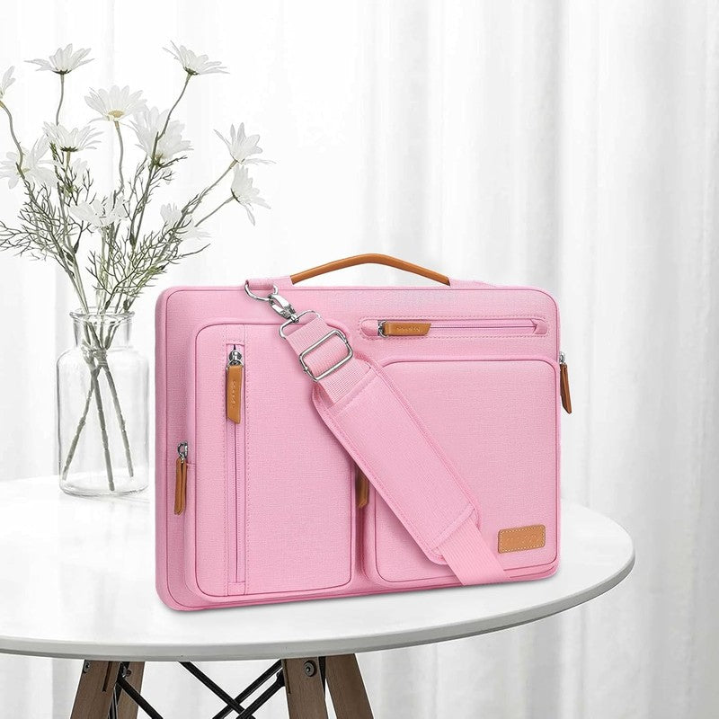 15.6 Inch Laptop Shoulder Bag 360 Protective Messenger 4 Zipper Pockets5