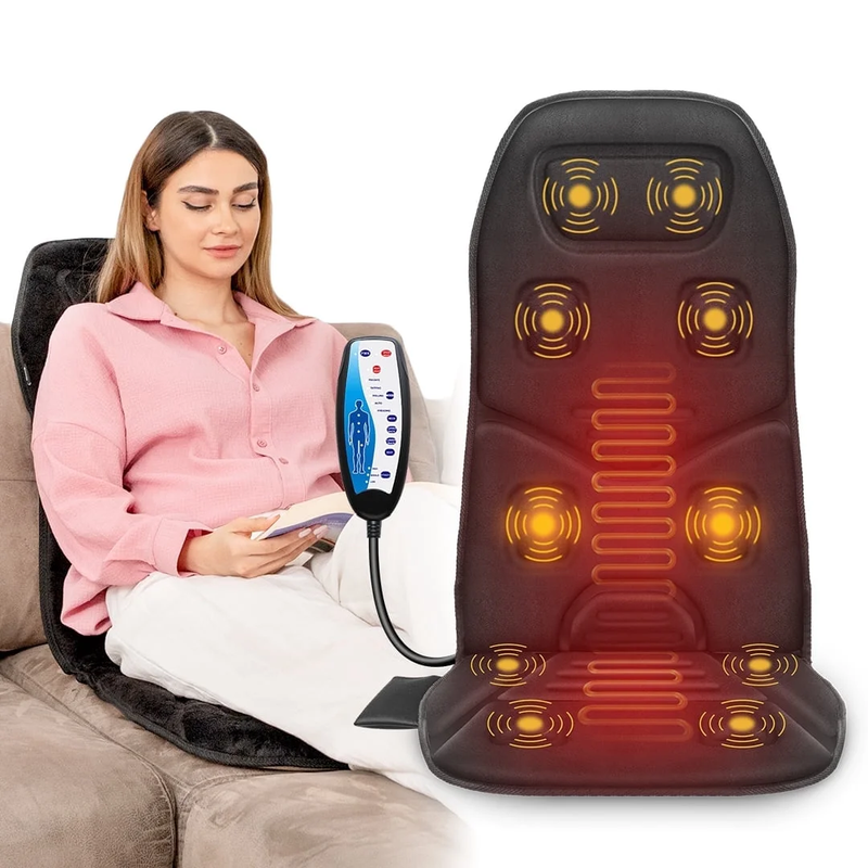 Back Massager Chair Pad, 10 Motors Vibration Massage Seat Cushion with Heat, 0