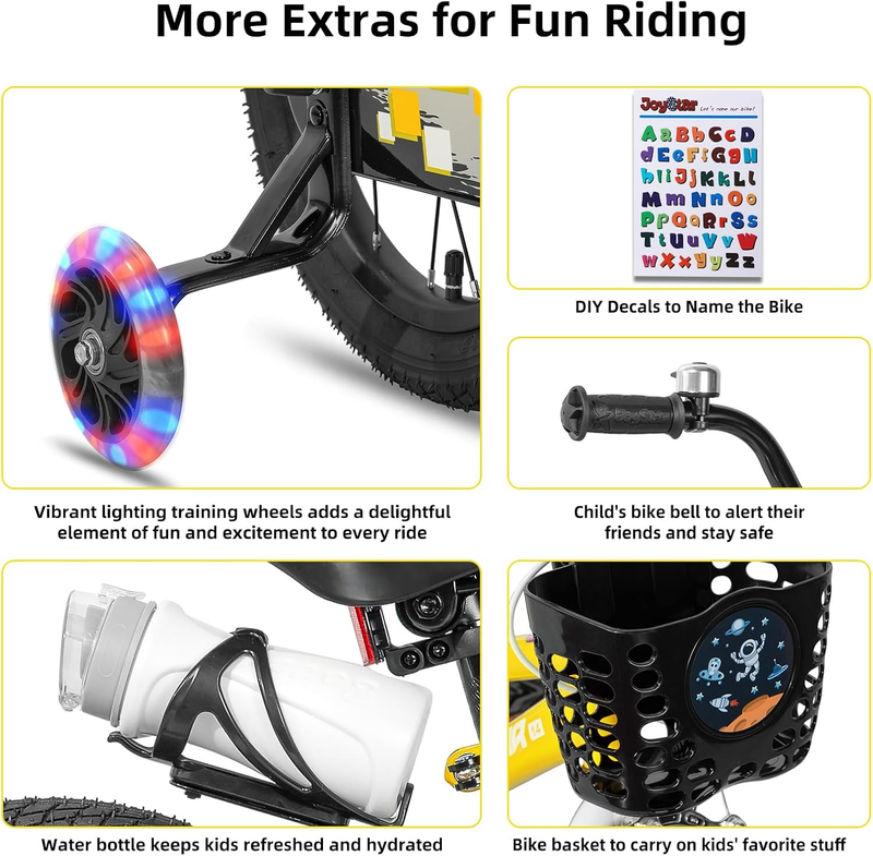 Kids Bike 12-20 Inch Light Up Training Wheels Boys Girls Ages 3-12 Multi3