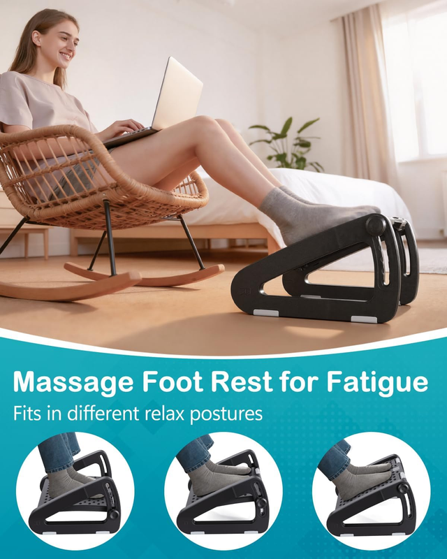 Under Desk Foot Rest Ergonomic Adjustable Stool Massager Office Support Chair2