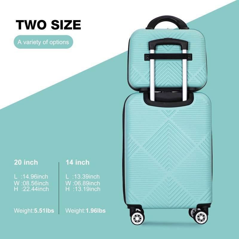 2 Piece Luggage Set Hardside Spinner Wheels Carry On Suitcase Light Blue6