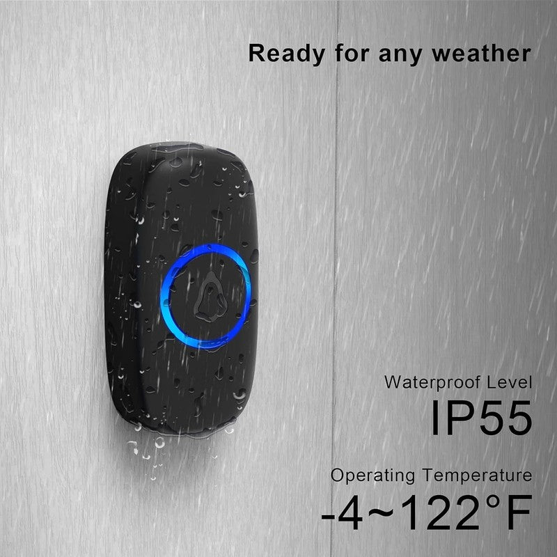 Wireless Doorbell, Easy Installation, Waterproof, Adjustable Volume, 58 Chimes, 2