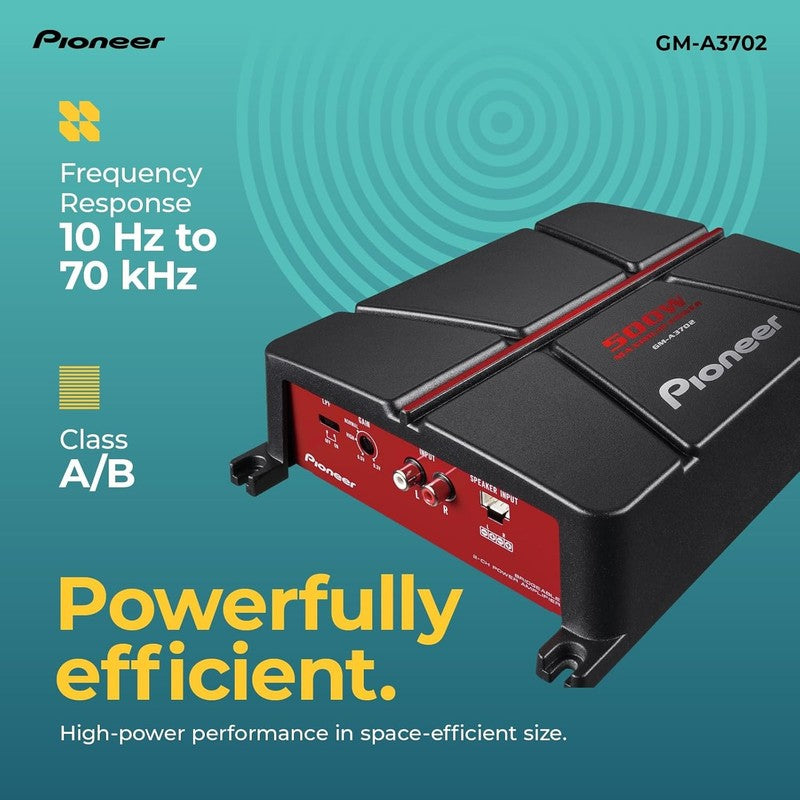 GM A3702 2 Ch Car Amplifier 500W Max Class AB Bridgeable High/Low Pass Filter3