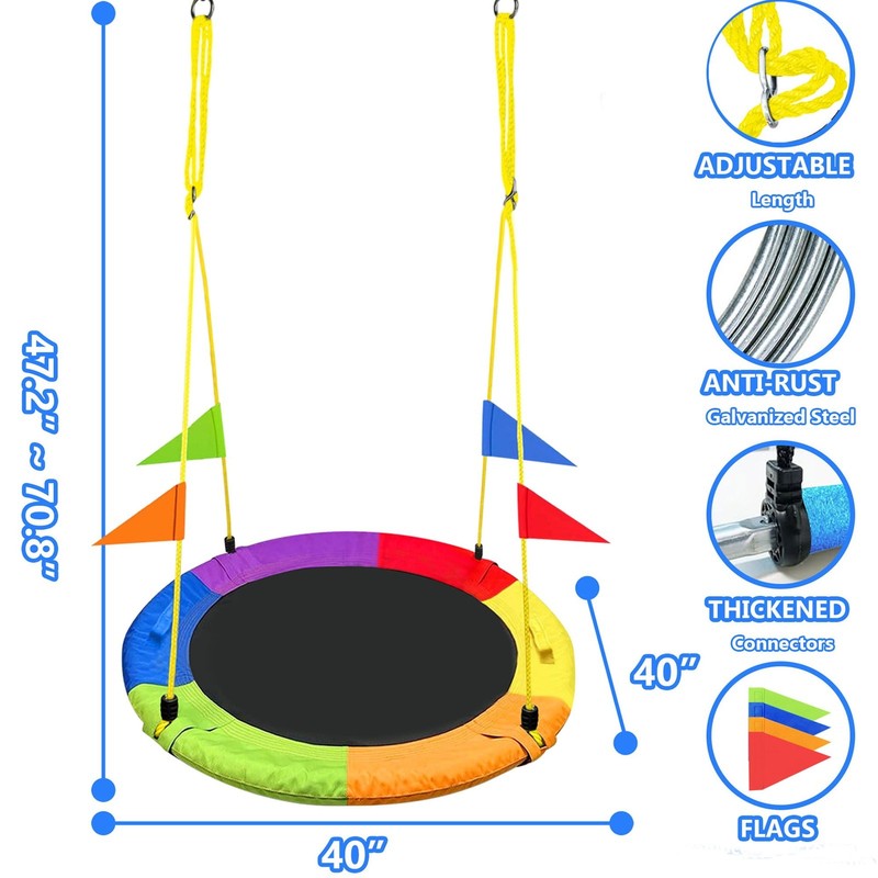 40" Saucer Swing 750lb Waterproof Oxford Tree Swing for Kids, Indoor/Outdoor4