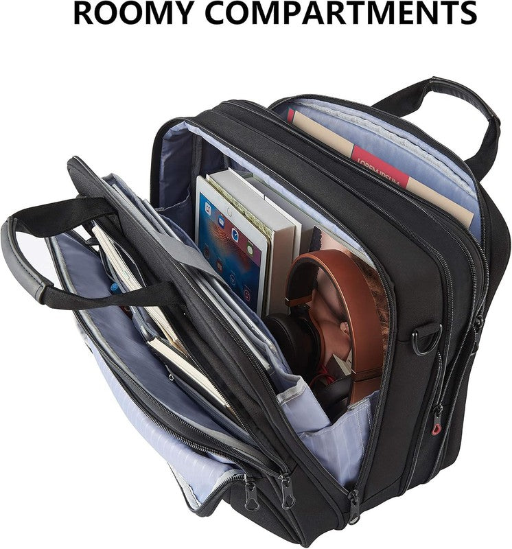 17.3" Laptop Bag Premium Expandable Water-Repellent Briefcase Shoulder Bag Black7