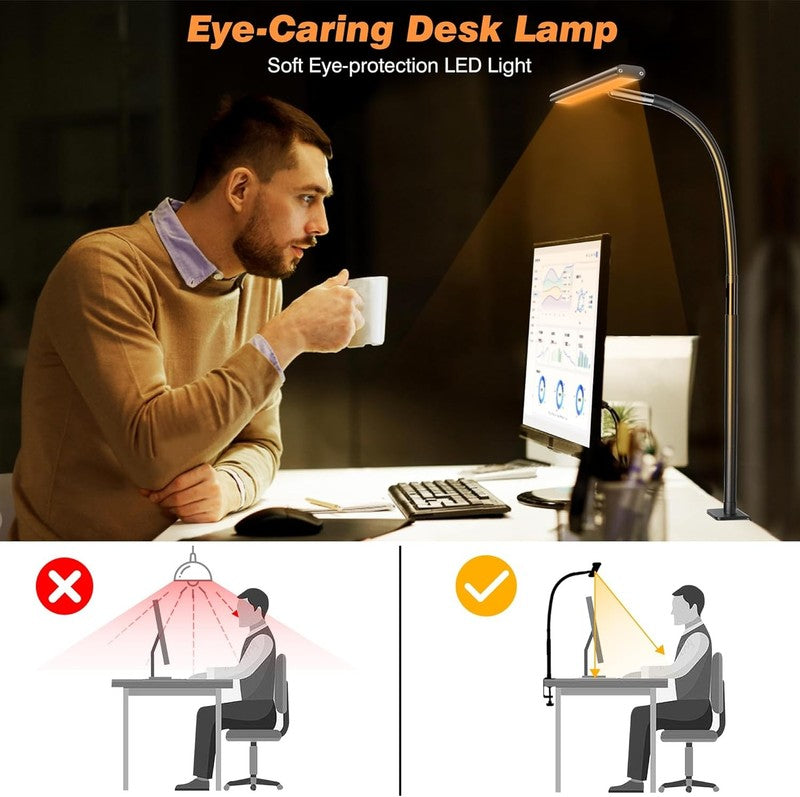 LED Desk Lamp for Office Home, Eye Caring Desk Light with Stepless Dimming Adjus5
