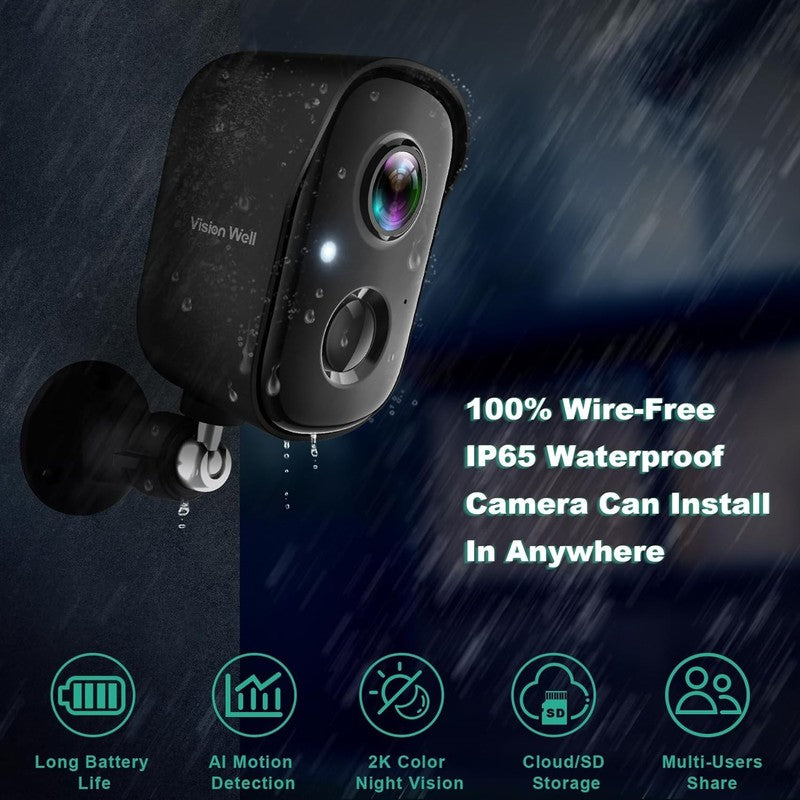 2K Wireless Outdoor Security Camera   AI Motion Detection & Color Night Vision1