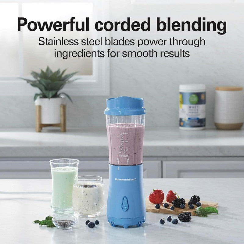 Portable Blender 14Oz BPA Free Cup & Lid, Stainless Steel Blades, Blue 511722