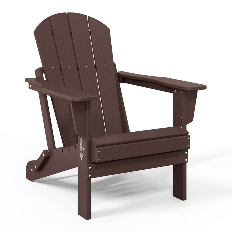 Malibu Outdoor Folding HDPE Adirondack Deck Chair - Patio & Outdoor Lounge, Weat8
