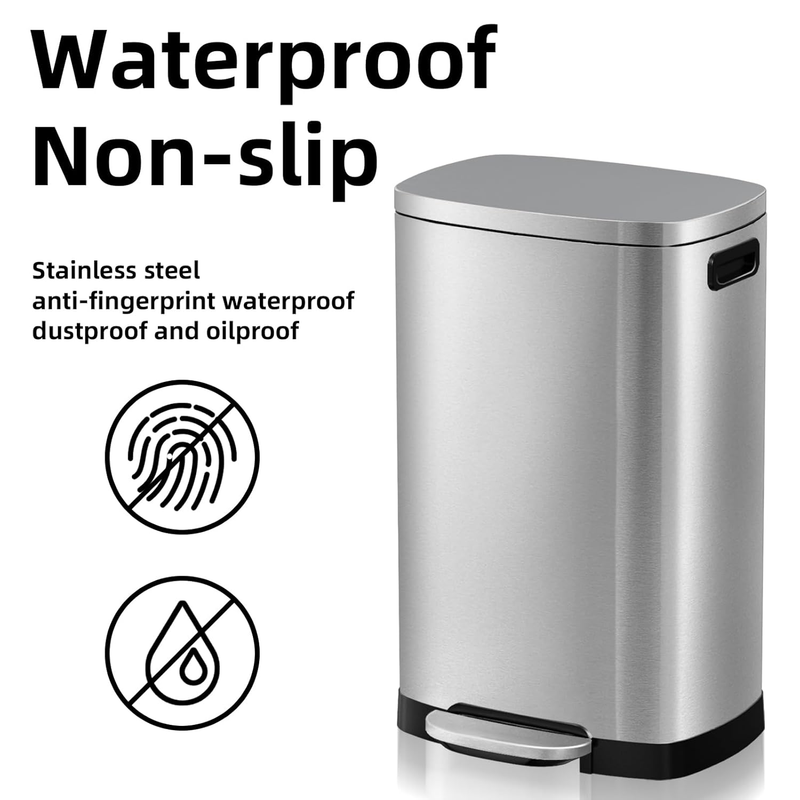 13 Gallon Stainless Steel Trash Can 50L Soft Close Pedal Bin Kitchen4