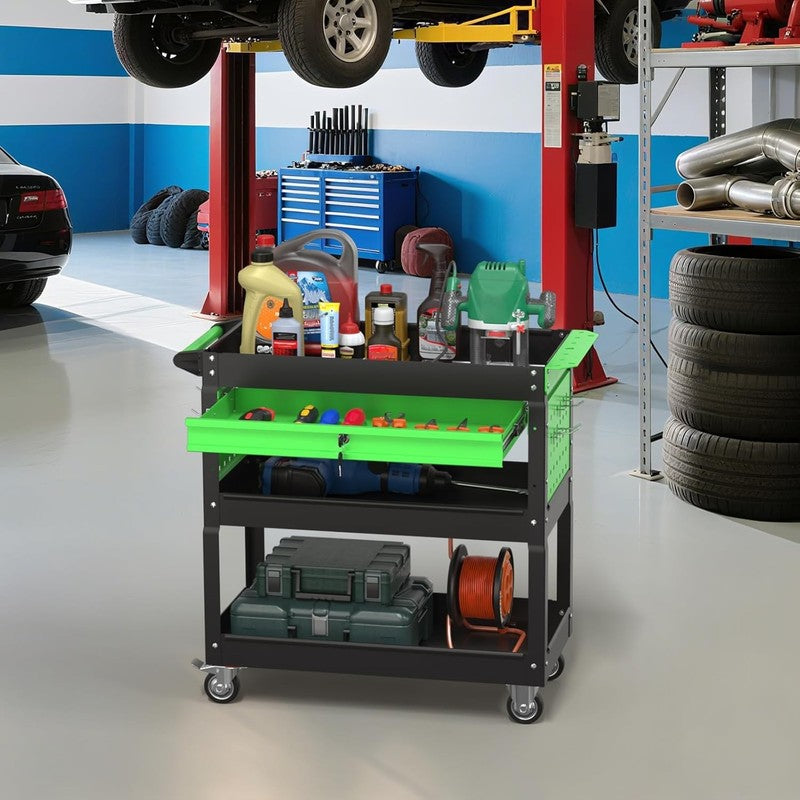 3 Tray Rolling Tool Cart, 400 LBS Capacity Mechanic Tool Carts on Wheels, Heavy1