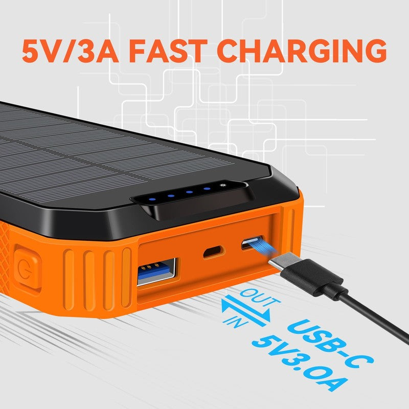 49800mAh Solar Power Bank – Portable Charger with 3 Cables, Wireless & Flashligh3