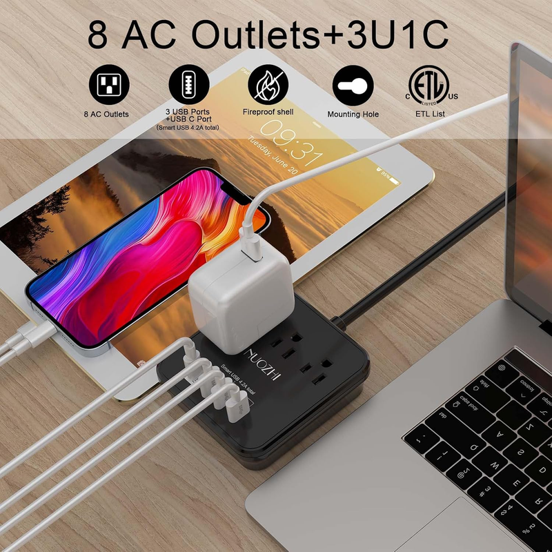 Cruise Approved Power Strip 3 Outlets 4 USB 1 USB C 6FT Black1