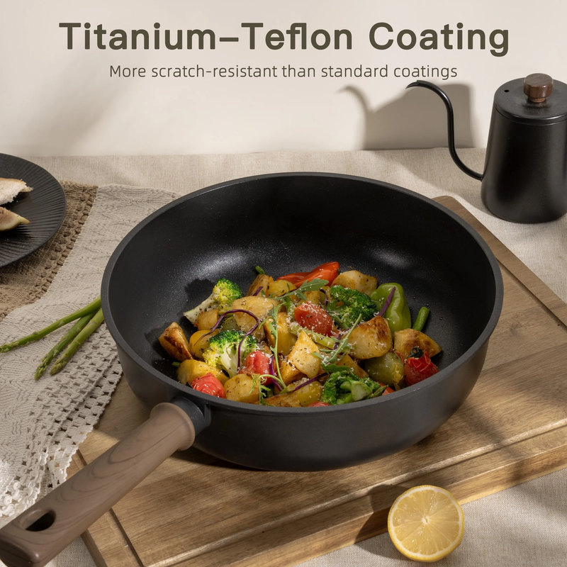 18pc Black Titanium Nonstick Cookware Set Induction Oven Safe 480F5